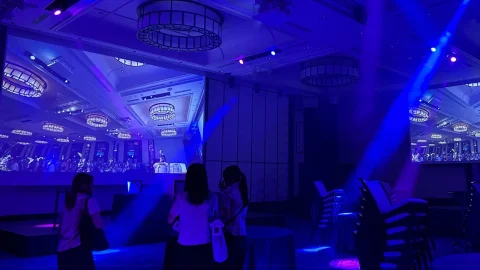 光と音の演出、見学の様子